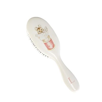 Large Hairbrush - Beatrix Potter The Tailor of Gloucester - Dragons Pink Initial