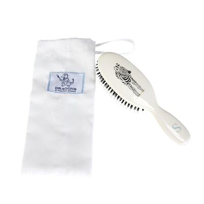 Small Hairbrush - Vintage Safari Zebra - Dragons Blue Initial