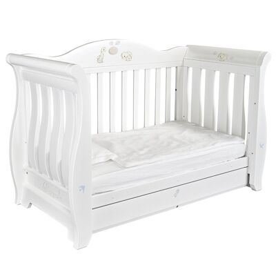 Sleigh Cot Bed - Playful Elephants - Standard Mattress