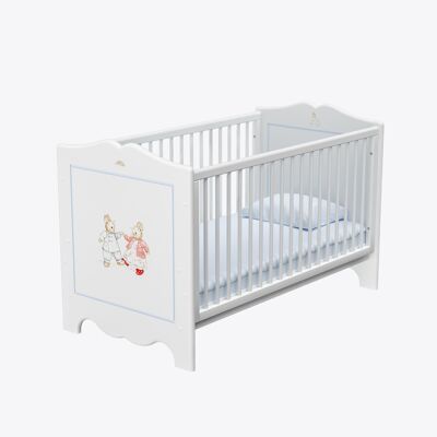 Dragons Cot Bed - Designer Bunnies - Chic Grey Trim - Luxury Mattress