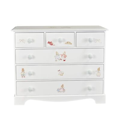 Extra Large Chest of Drawers - Designer Bunnies - Chic Grey Trim