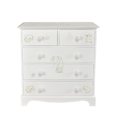 Classic Large Chest of Drawers - Playful Elephants - Soft Jute Trim