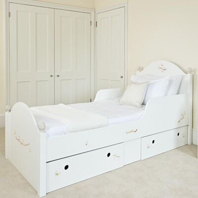 Single Oliver Bed - Linen Blossom - Soft Jute Trim - Luxury Mattress