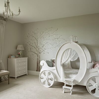Princess Carriage Bed - Linen Blossom - No Mattress