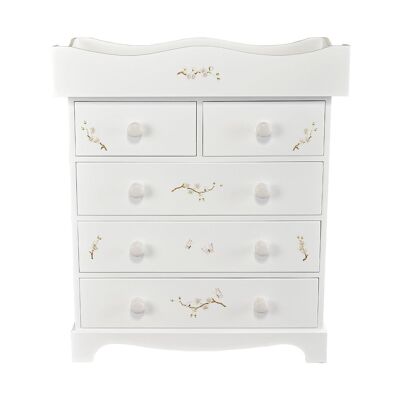 Classic Large Baby Chest of Drawers with Changer - Linen Blossom - Soft Jute Trim