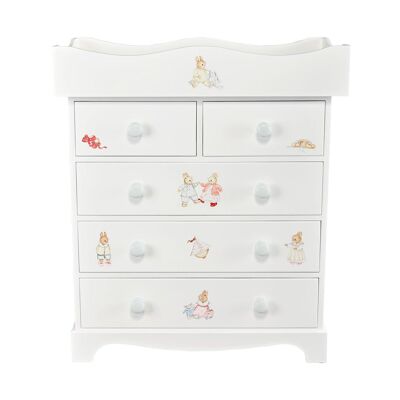 Classic Large Baby Chest of Drawers with Changer - Designer Bunnies - Chic Grey