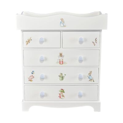 Classic Large Baby Chest of Drawers with Changer - Beatrix Potter - Blissful Blue Trim