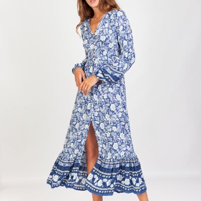 ROBE BLEU FLEURI