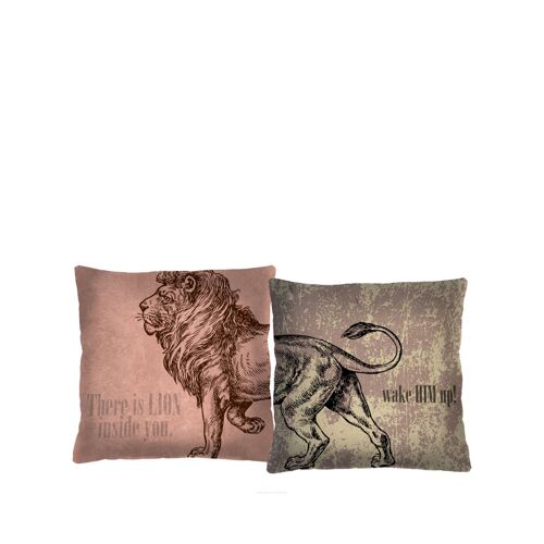 Lion Duo Set Of 2 Home Decorative Pillows Bertoni 40 x 40 cm.