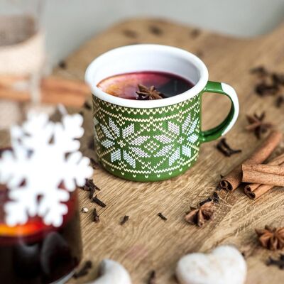 0,35l Tasse à café en émail vert | NOËL
