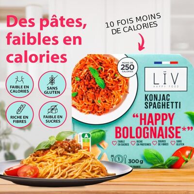 Cooked dishes of konjac & oats, low-sugar and gluten-free bolognese