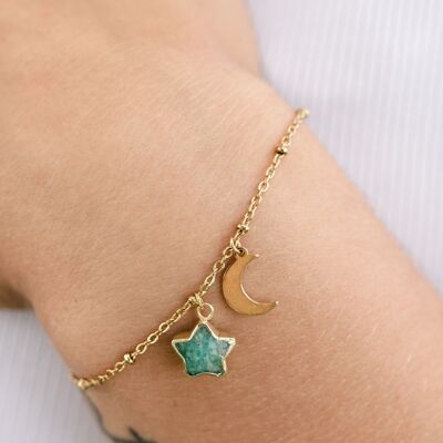 Amazoniet ster armband - goud