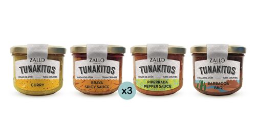 Pack Surtido Tunakitos: Migas de atún en salsas 12x220g