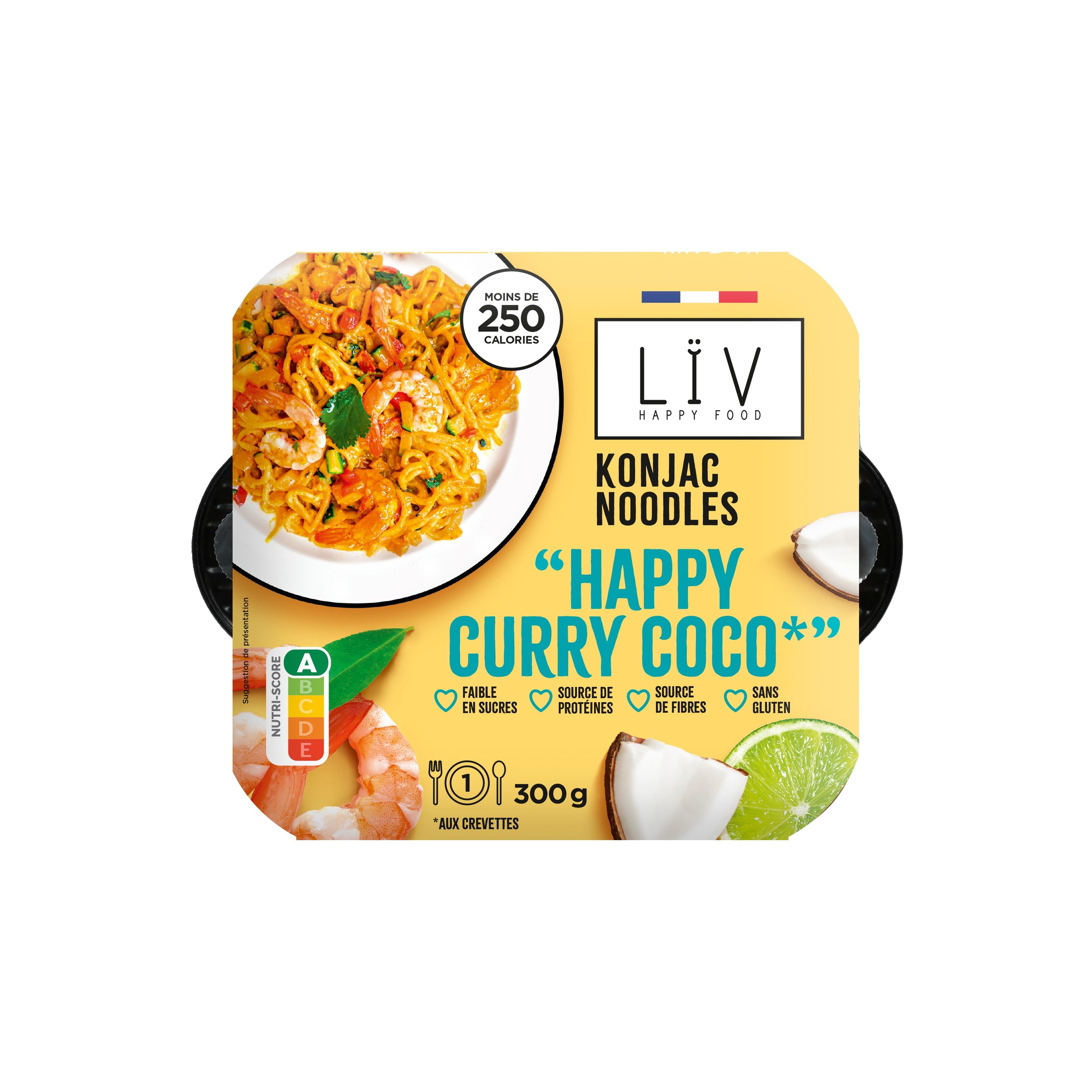Konjac Pasta - Curry coco méga light aux crevettes, Lïv Happy Food