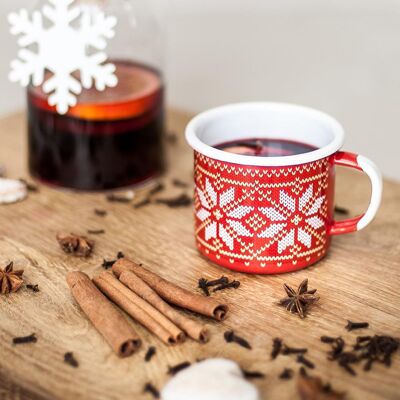 taza de café esmaltada roja 0,35l | NAVIDAD