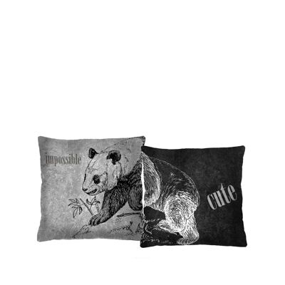 Panda Duo Lot de 2 coussins décoratifs pour la maison Bertoni 40 x 40 cm.