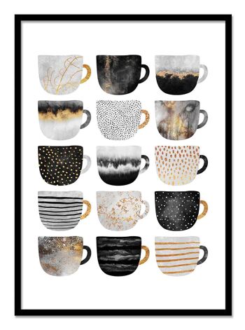 Art-Poster - Pretty coffee cups - Grey series - Elisabeth Fredriksson W18145-A3 3