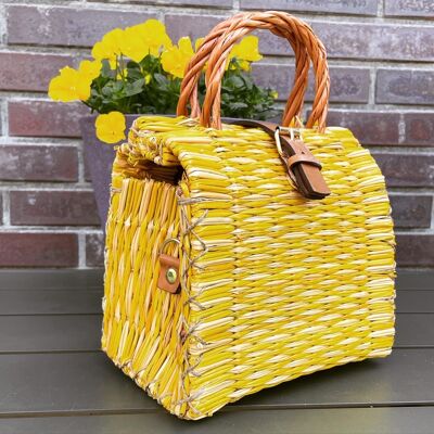 Wicker bag Cesta T18 in yellow/natural