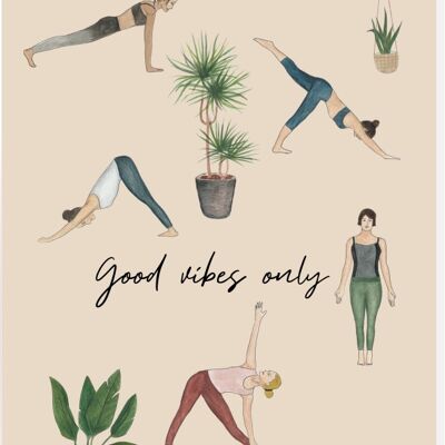 Tarjeta de yoga "Solo buenas vibraciones"