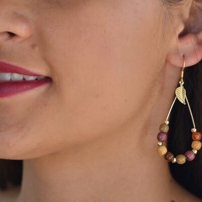 Fine gold gilded wood earrings - Leaf
