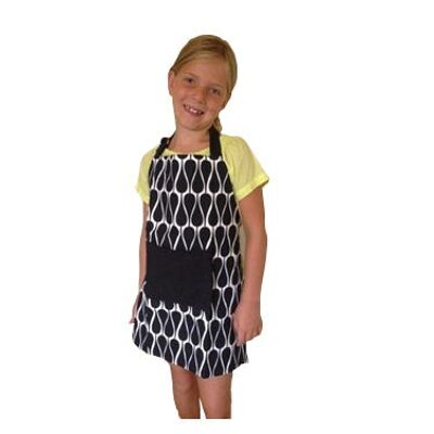 Children's apron - Black w. white and black seeds pattern