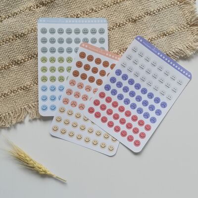 Planches de sticker autocollant smiley d'humeur pour mood tracker de bullet journal