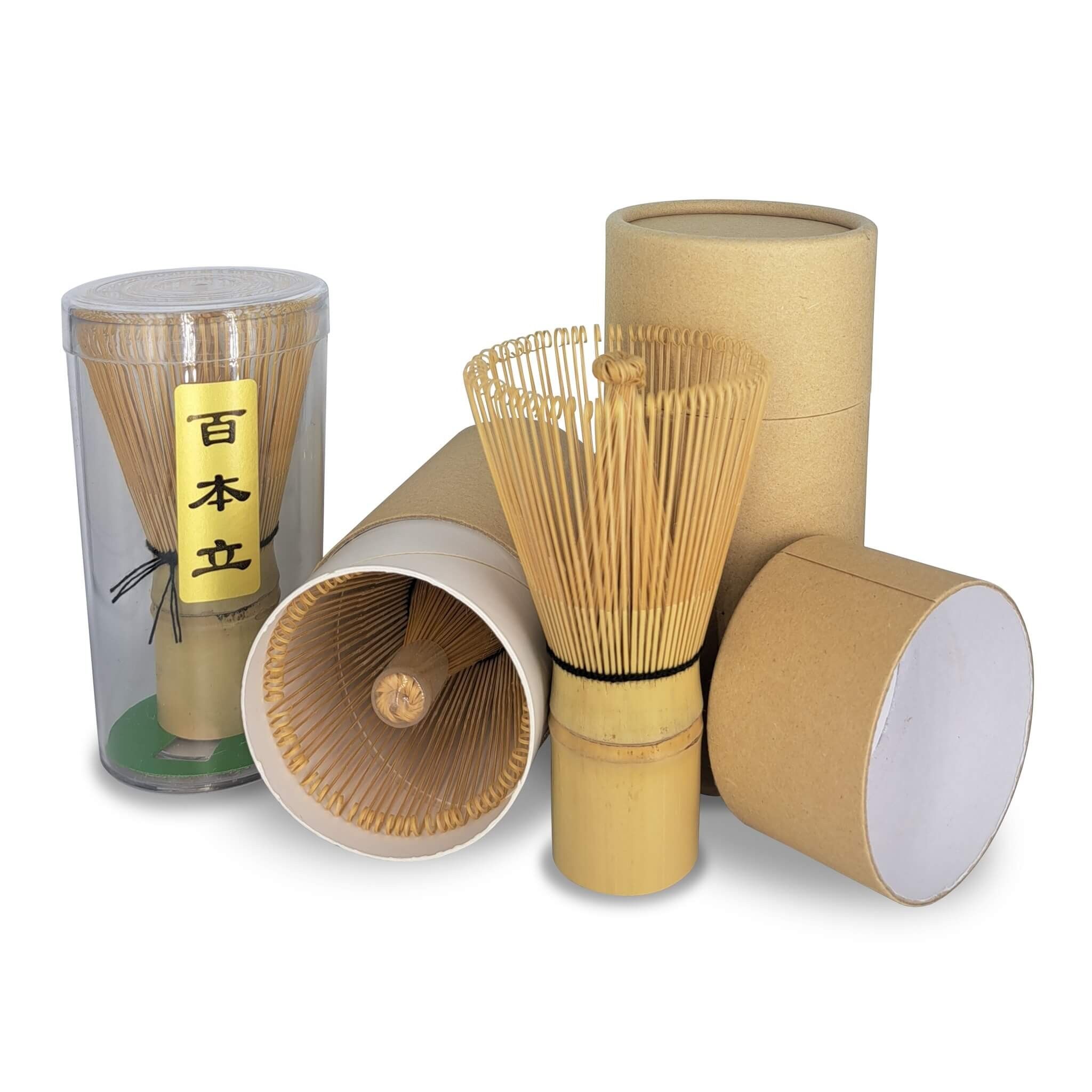 Matcha Besen Chasen aus weißem Bambus mit 100 Borsten - handgemacht