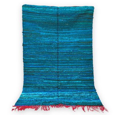 Doublesided Kilim Boucherouite L - Teal Blue