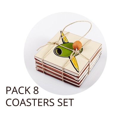 Pack of 8 assorted coaster sets