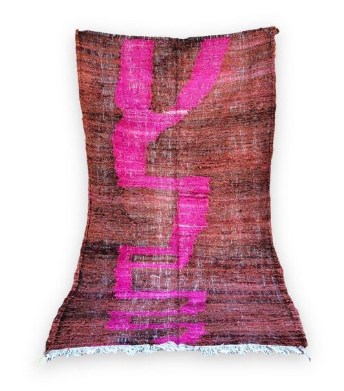 Doublesided Kilim Boucherouite L - fuchsia | brown