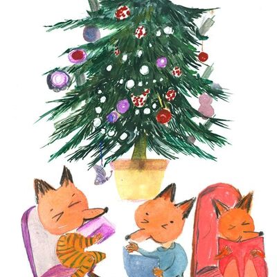 Foxy Christmas A6 postcard / 12 pieces