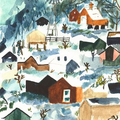 Christmas Village A6 postcard / 12 pieces