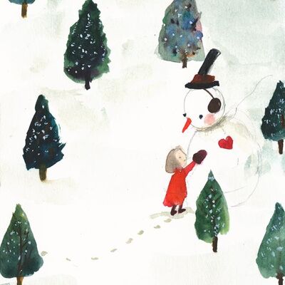 Snowman Love A6 postcard / 12 pieces