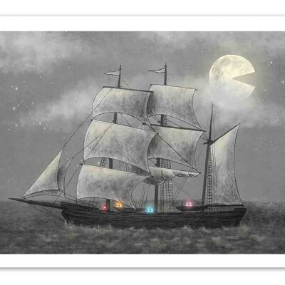 Poster artistico - Nave fantasma - Ventaglio di spugna W18226-A3