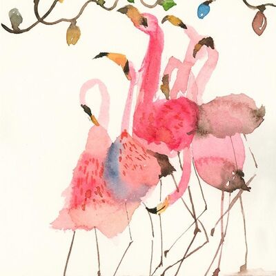 Flamingos A6 postcard / 12 pieces