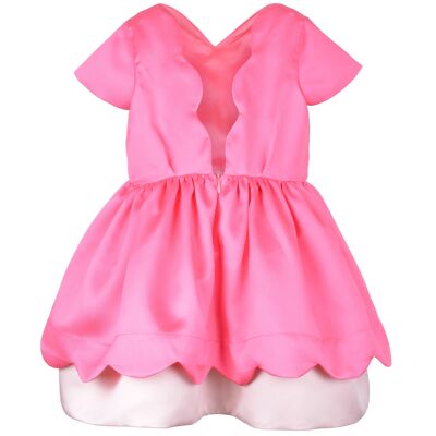 Scalloped Bodice Dress - Bright Pink