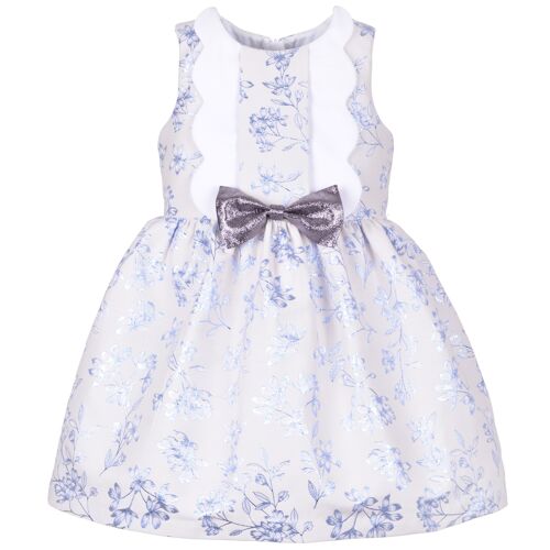 Scalloped Bodice Dress - Snow / Ice Blue