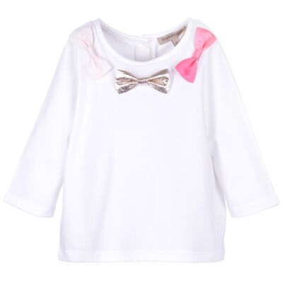Camiseta Bow Jersey - Nieve / Rosa brillante / Platino