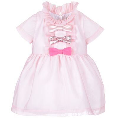 Multi Bow Bodice Dress & Bloomers - Petal Pink
