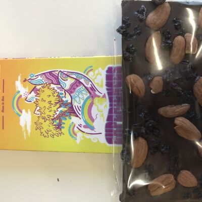 Dark chocolate 70% almonds and currants - ORGANIC chocolate