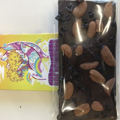 Dark chocolate 70% almonds and currants - ORGANIC chocolate