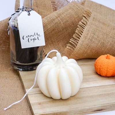 Grande bougie citrouille d'Halloween - Cire de soja 100 % naturelle