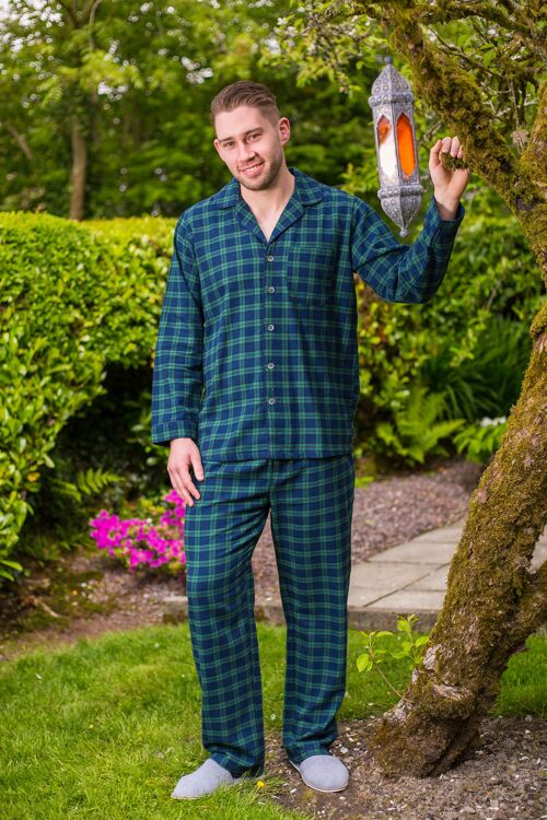 Lee Valley Flannel Pyjamas - Green Tartan (LV6)