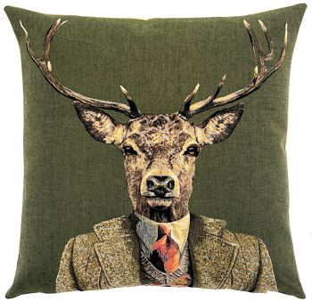 Housse de coussin en tapisserie - Oreiller de cerf habillé - Décor boisé