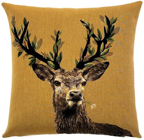 Stag with Edelweiss - Decorative Pillow - Deer Decor