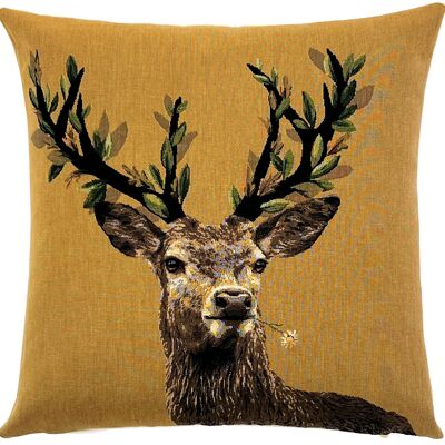 Stag with Edelweiss - Decorative Pillow - Deer Decor