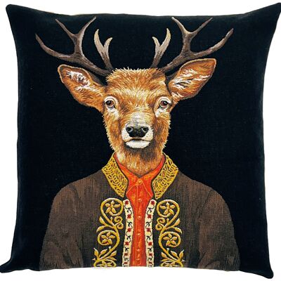 Housse de coussin Tiroler Stag - Design original de cerf - Housse de coussin tissée Jacquard