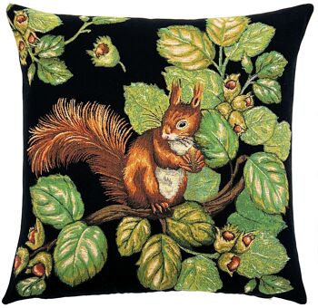 Couverture d'oreiller d'écureuil - décor de forêt - coussin de tapisserie