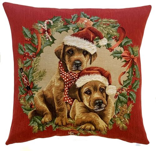 Christmas Pillow Cover - Puppies Gift - Holiday Cushion Cover