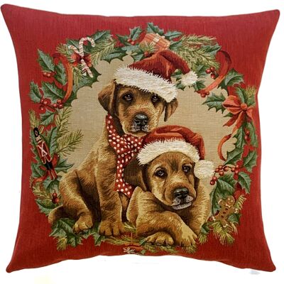 Housse de coussin de Noël - cadeau chiots - housse de coussin de vacances